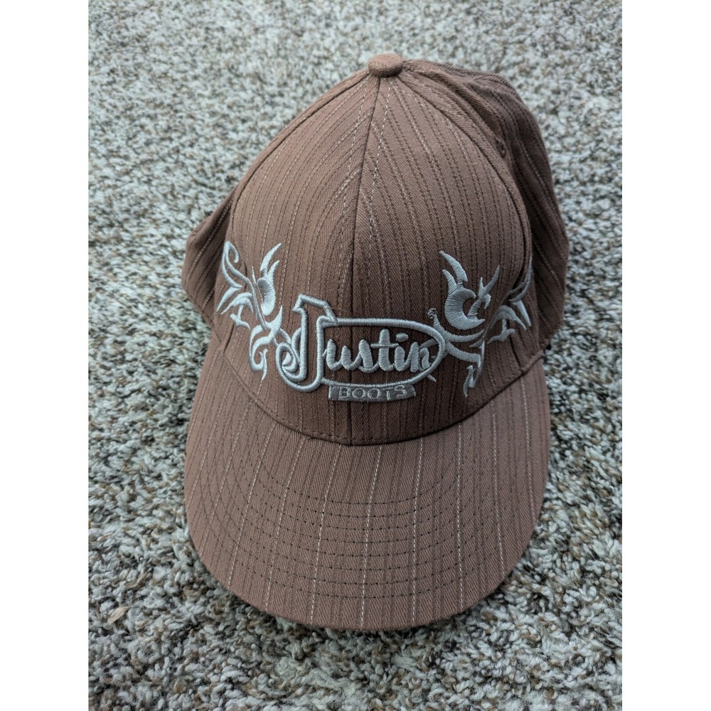 Justin Boots Hat By‎ Western Products Inc Flex Fit One Size Brown